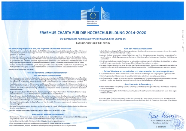 Erasmus+ Charta für Hochschulbildung der FH Bielefeld, 2014-2020